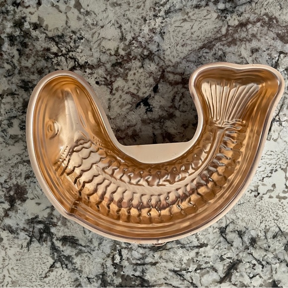 12" VTG Copper-tone Fish Shaped Carp Koi Jello Gelatin Cake Mold - Picture 5 of 5